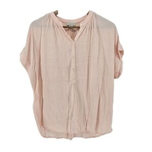 Point Sur J. Crew Women's Pink Short Sleeve Button‎ Up Top Blouse Size Small